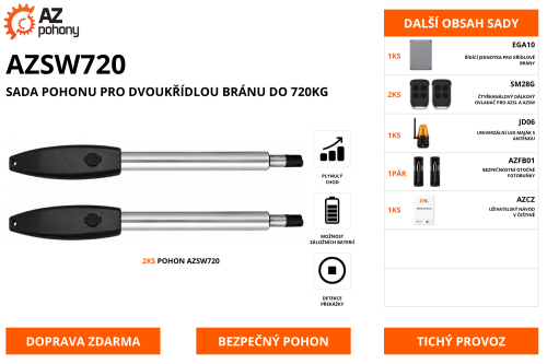 AZSW720 - sada pohonu pro dvoukřídlou bránu do 720kg